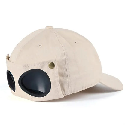 Pilot Style Sports Baseball Cap With Built In Sunglasses