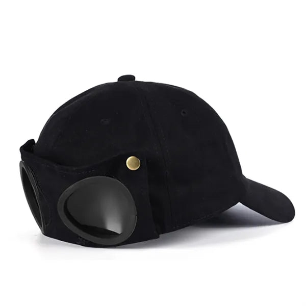 Pilot Style Sports Baseball Cap With Built In Sunglasses