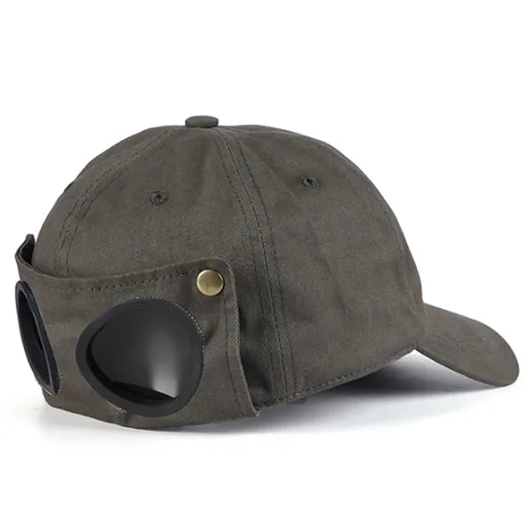 Pilot Style Sports Baseball Cap With Built In Sunglasses