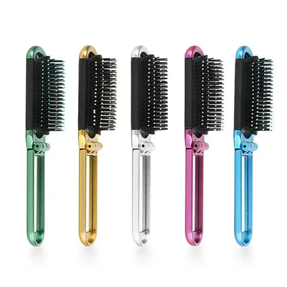 Compact Foldable Travel Hairbrush with Mirror