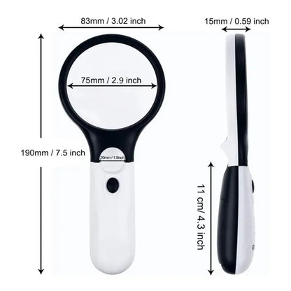 Handheld Magnifying Glass with LED Light Illumination