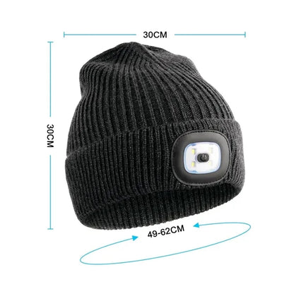 LED Lighted Knit Beanie Hat for Hands-Free Illumination