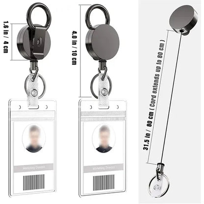 Metal Heavy Duty Retractable Badge Reel W/Belt Clip Key Ring