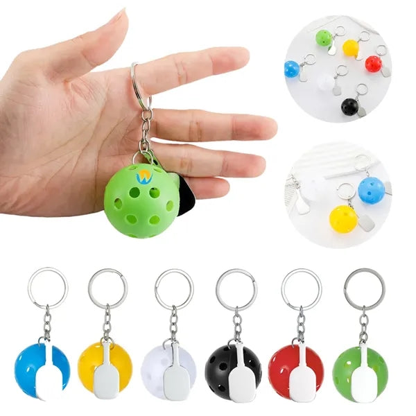 Plastic Pickleball Long Keychain for Backpack Decoration