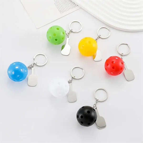 Plastic Pickleball Long Keychain for Backpack Decoration