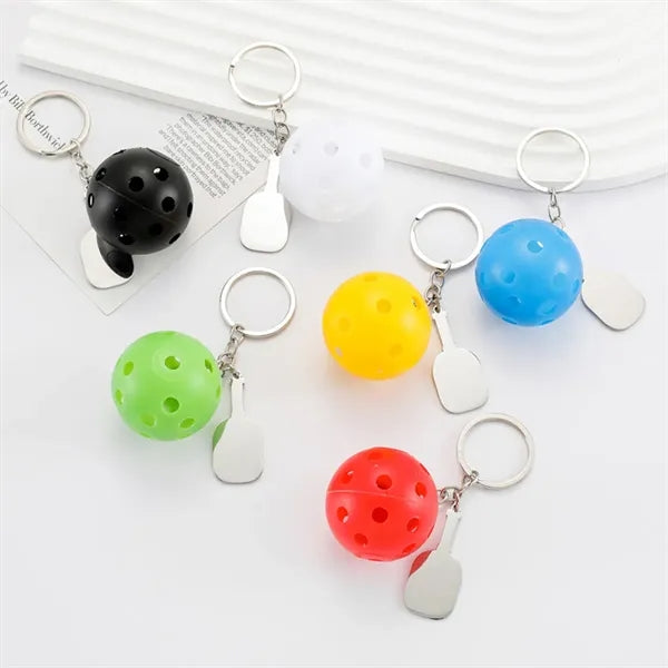 Plastic Pickleball Long Keychain for Backpack Decoration