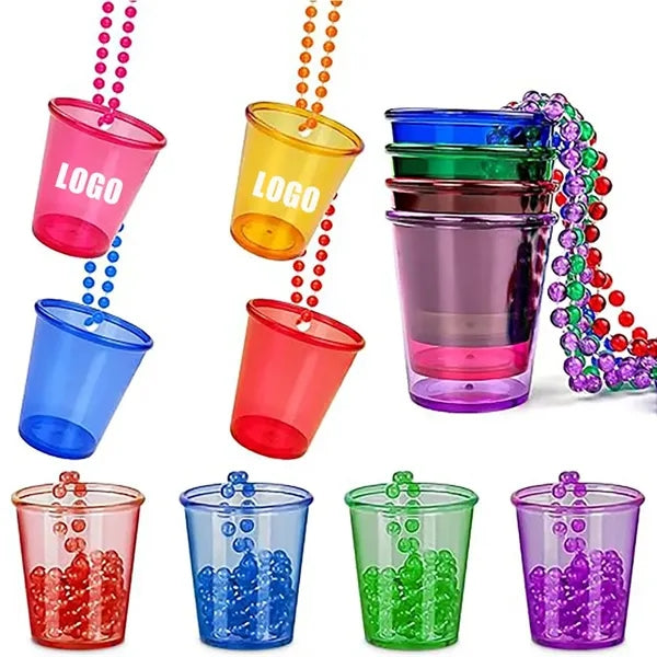 2oz Plastic Party Cups Beaded Shot Glass Necklace
