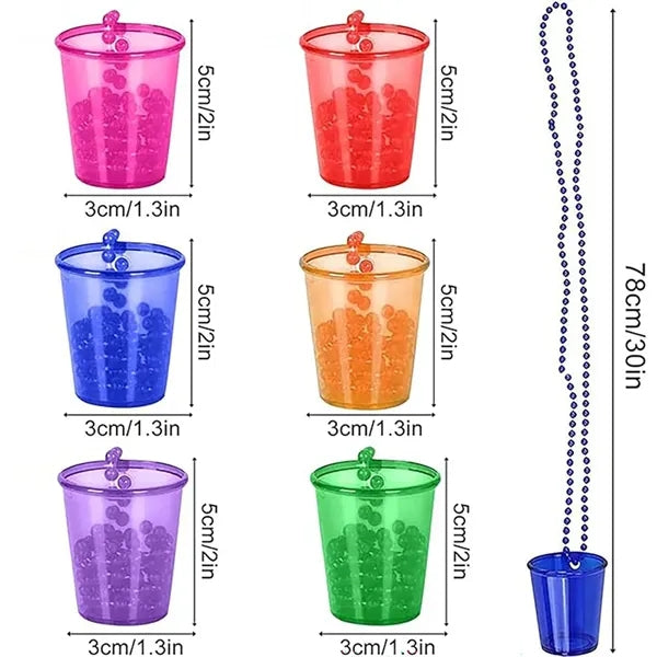 2oz Plastic Party Cups Beaded Shot Glass Necklace