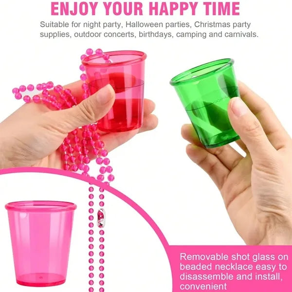 2oz Plastic Party Cups Beaded Shot Glass Necklace