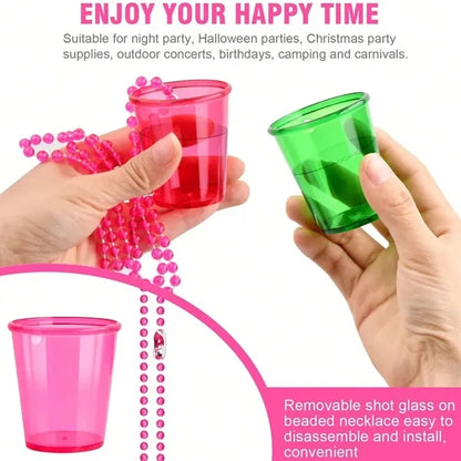 2oz Plastic Party Cups Beaded Shot Glass Necklace