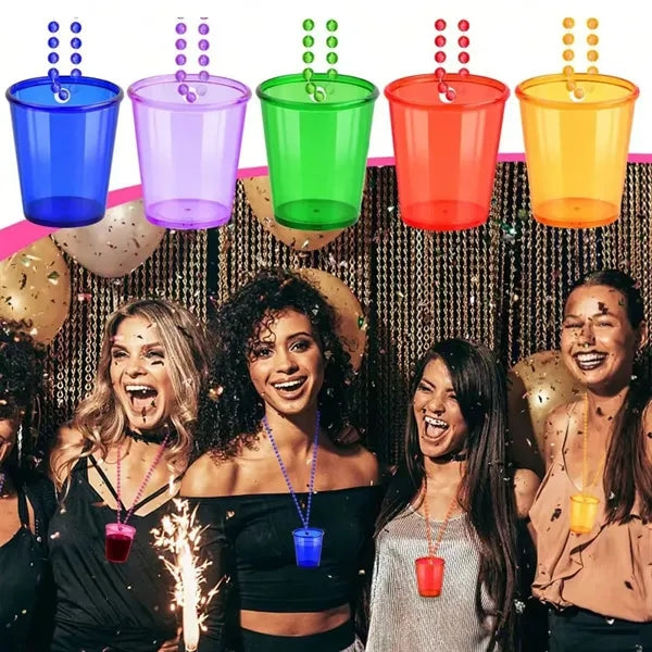2oz Plastic Party Cups Beaded Shot Glass Necklace
