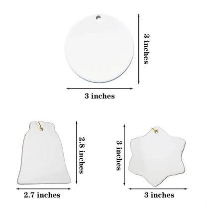 3'' Circle Ceramic Ornaments with hanger Christmas Home Deco