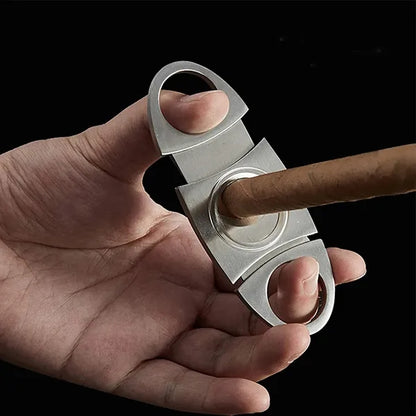 Stainless Steel Double Cut Blade Cigar Cutter Guillotine