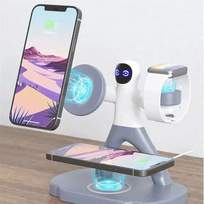 Astronaut-Shaped Magnetic 3-in-1 15W Wireless Charger Stand