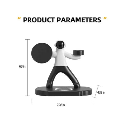Astronaut-Shaped Magnetic 3-in-1 15W Wireless Charger Stand