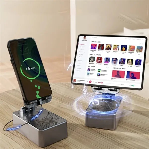 3-in-1 Wireless Charger Stand with Bluetooth Speaker