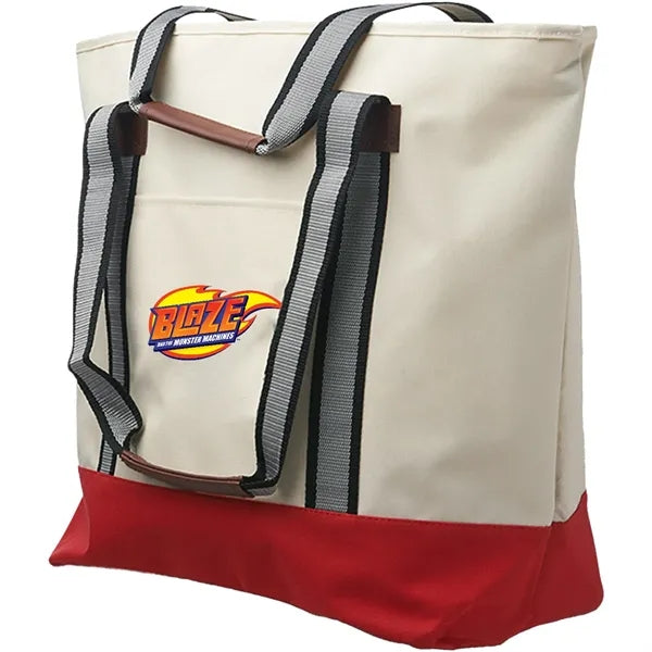 Top Zipper Closure Polyester Cotton Canvas Tote Bags
