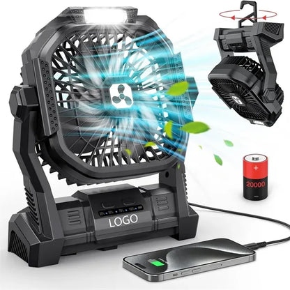 20000mAh Wireless Camping Fan with LED Light
