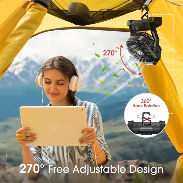 20000mAh Wireless Camping Fan with LED Light