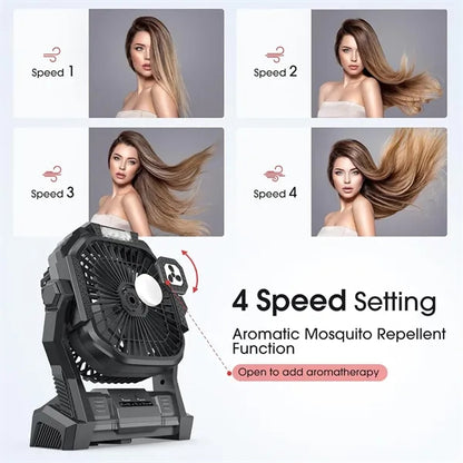 20000mAh Wireless Camping Fan with LED Light