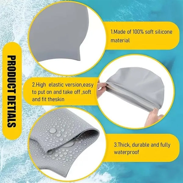 High Quality Silicone Swim Cap Custom Logo Colorful Design