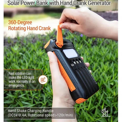 20000mAh Solar Battery Pack with Hand Crank Backup
