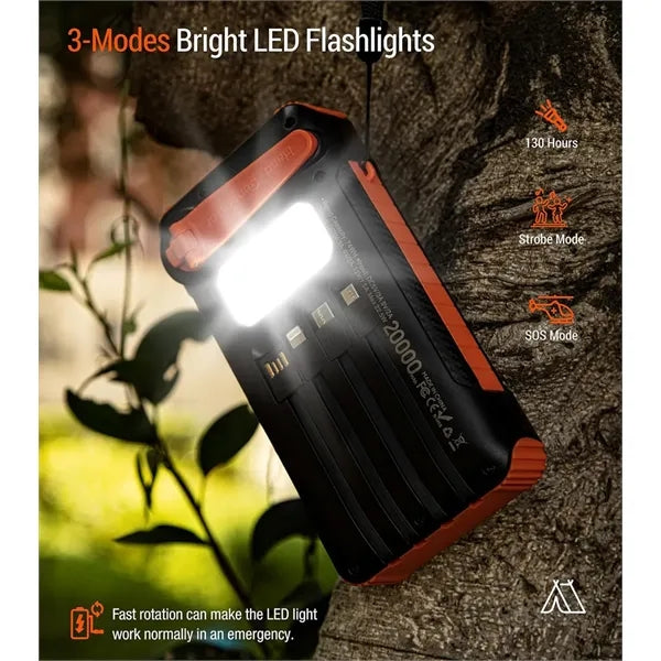20000mAh Solar Battery Pack with Hand Crank Backup
