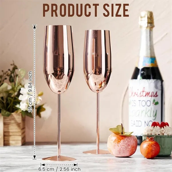 Stainless Steel Stemmed Champagne Flutes