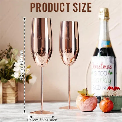 Stainless Steel Stemmed Champagne Flutes