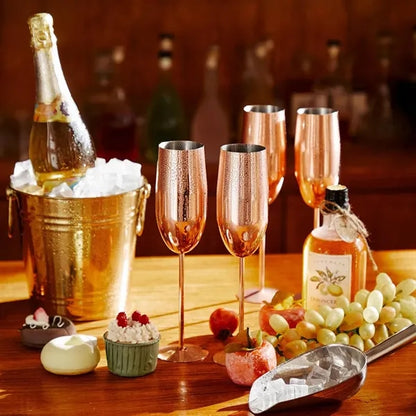 Stainless Steel Stemmed Champagne Flutes