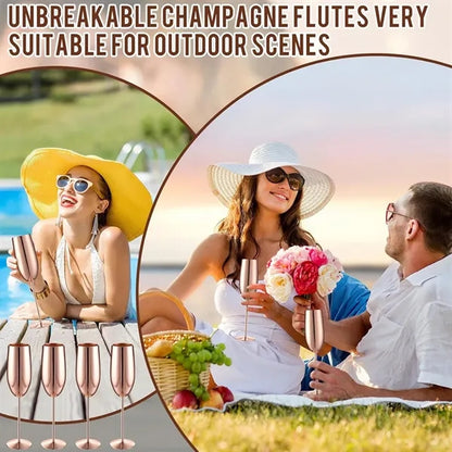 Stainless Steel Stemmed Champagne Flutes