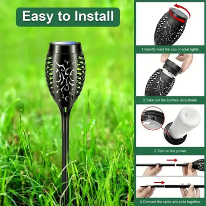 Solar Torch Lights Outdoor with Dancing Flickering Flame