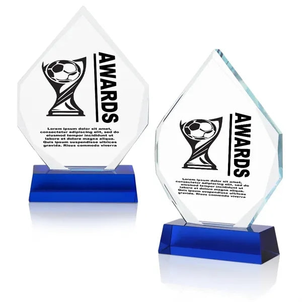 Imprinted Crystal Diamond Award With Blue Base