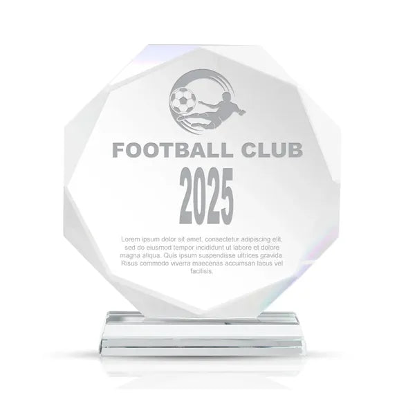 Faceted Edge Crystal Award With Thick Base