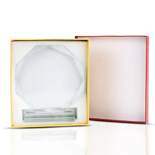 Faceted Edge Crystal Award With Thick Base