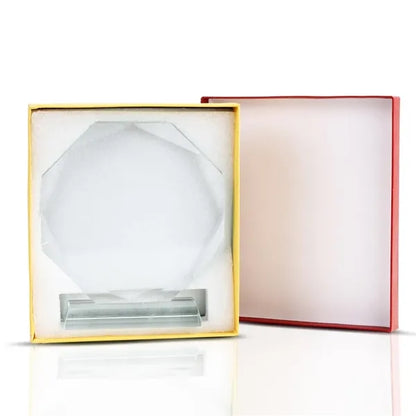 Faceted Edge Crystal Award With Thick Base