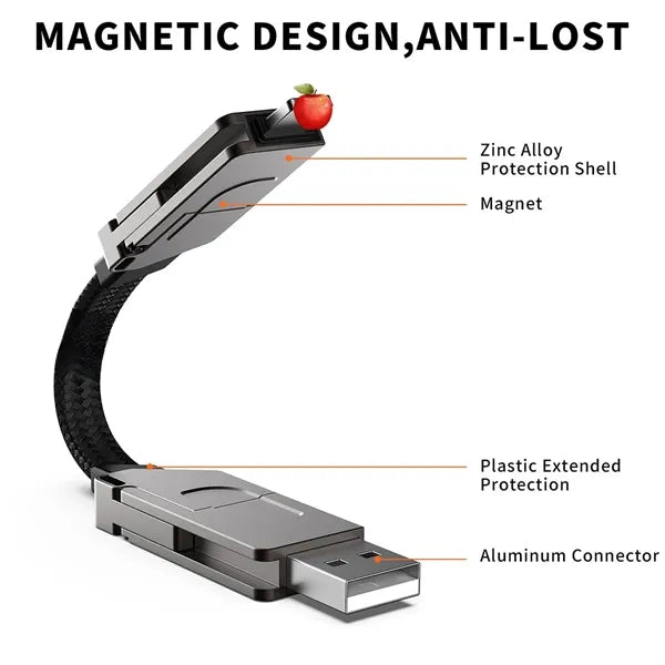Zinc Alloy Portable Durable Fast Charging Keychain Cable