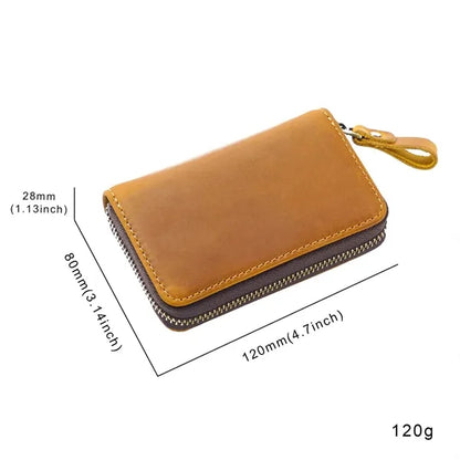 Genuine Cowhide Key Case with Metal Keyring and Card Slot