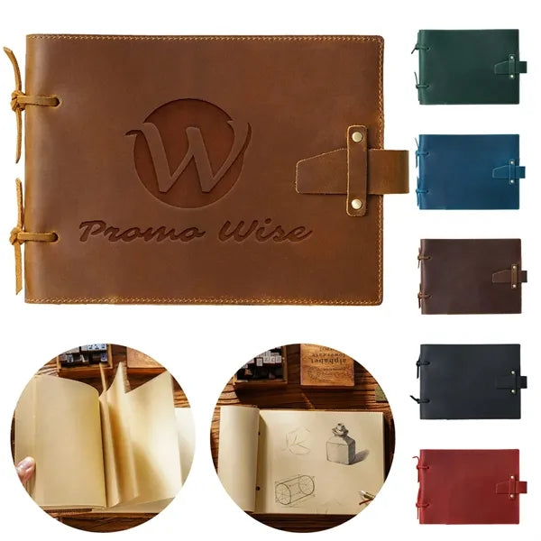 Vintage Leather Sketch Writing Notebook with Rope-ties