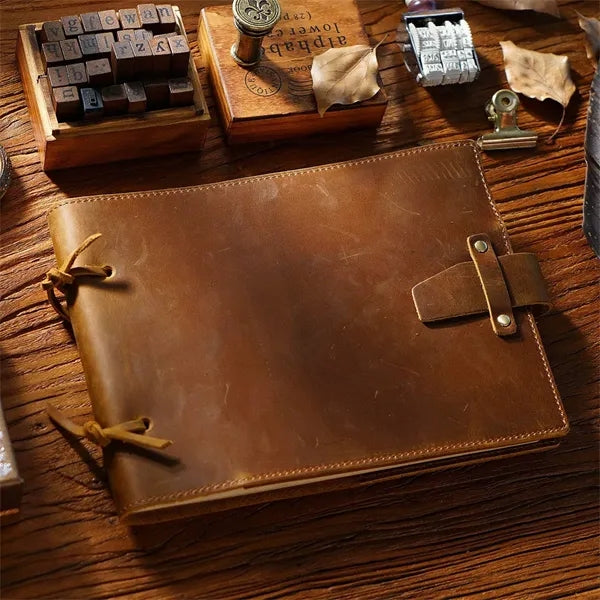 Vintage Leather Sketch Writing Notebook with Rope-ties