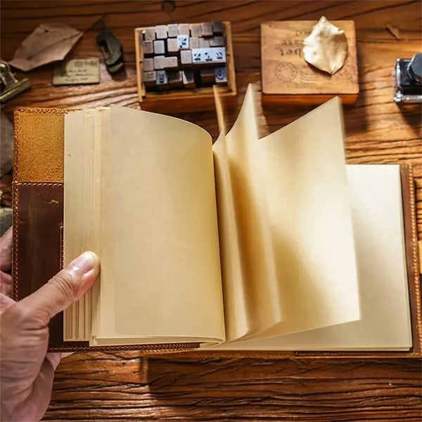 Vintage Leather Sketch Writing Notebook with Rope-ties