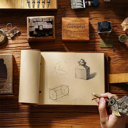 Vintage Leather Sketch Writing Notebook with Rope-ties