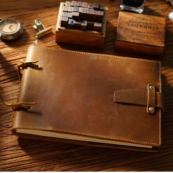 Vintage Leather Sketch Writing Notebook with Rope-ties