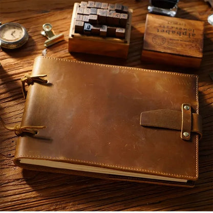 Vintage Leather Sketch Writing Notebook with Rope-ties