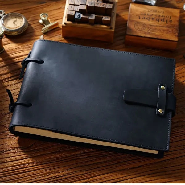 Vintage Leather Sketch Writing Notebook with Rope-ties