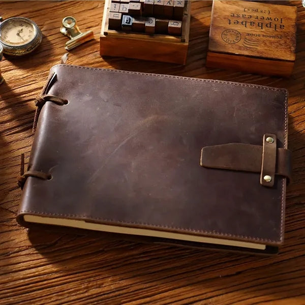 Vintage Leather Sketch Writing Notebook with Rope-ties