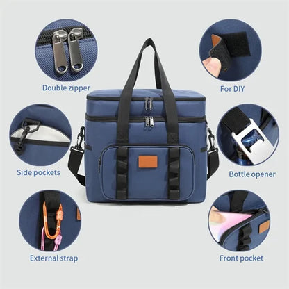 23L 6gal Leakproof Insulated Large Lunch Cooler Bag Box
