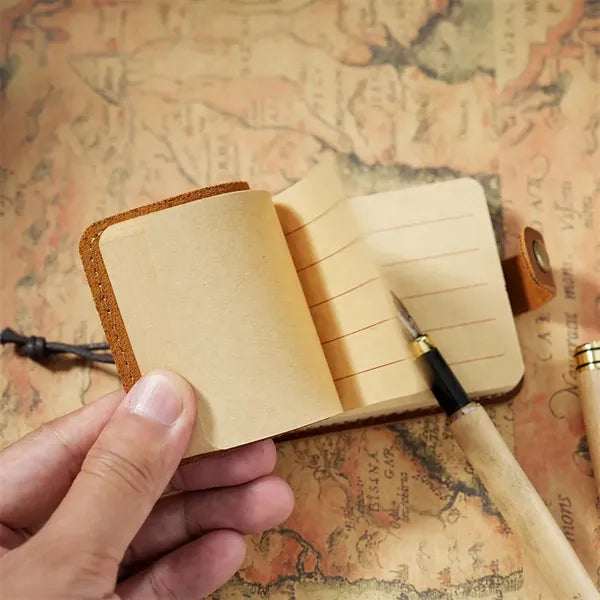 Vintage Leather Cover Portable Telephone Log Pocket Notepad