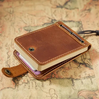 Vintage Leather Cover Portable Telephone Log Pocket Notepad