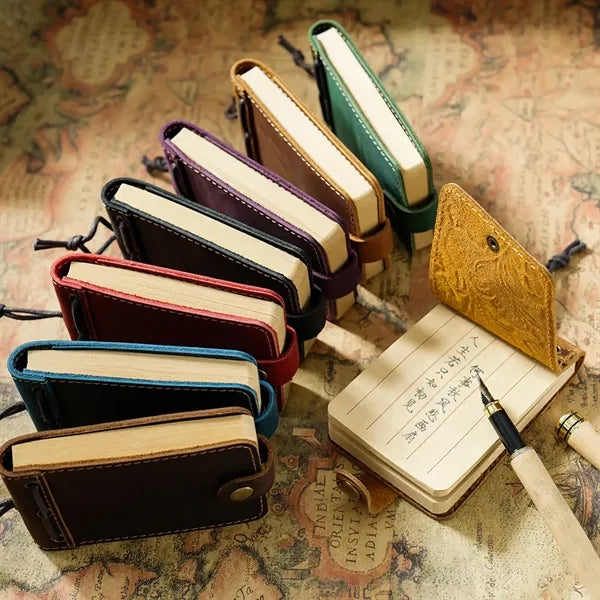 Vintage Leather Cover Portable Telephone Log Pocket Notepad